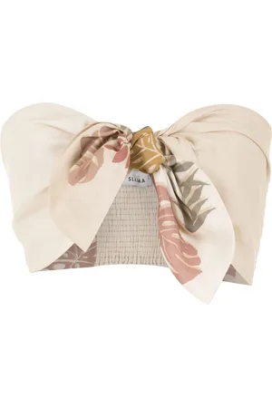 AMIR SLAMA Cropped-Top mit Palmblatt-Print