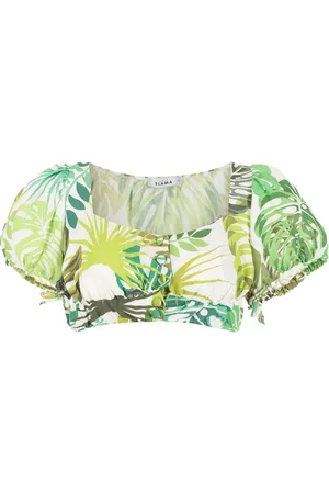 AMIR SLAMA Cropped-Top mit Palmblatt-Print