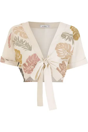 AMIR SLAMA Cropped-Top mit Palmblatt-Print
