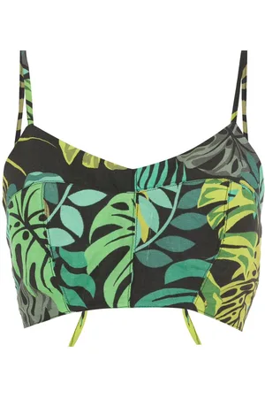 AMIR SLAMA Cropped-Top mit tropischem Print
