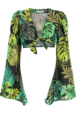 AMIR SLAMA Bluse mit tropischem Print