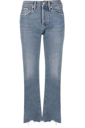3x1 Straight-Leg-Jeans mit offenem Saum