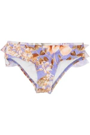 ZIMMERMANN Gerüschtes Bikinihöschen mit Blumen-Print