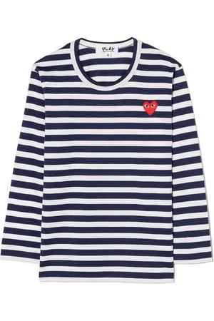 Comme des Garçons Gestreiftes T-Shirt mit Logo-Patch