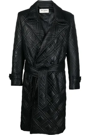 Saint Laurent Gesteppter Midimantel im Wickelstil