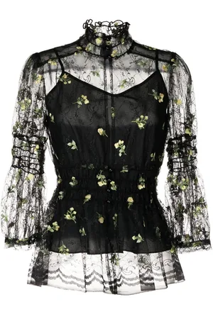Anna Sui Spitzenbluse mit Blumenstickerei