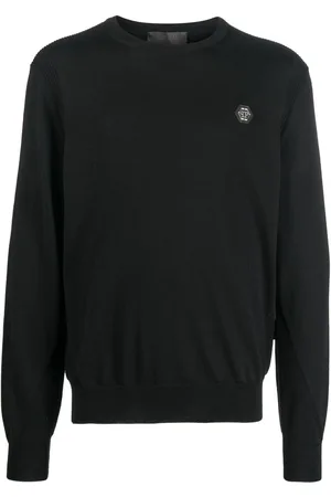 Philipp Plein Merinopullover mit Logo-Patch