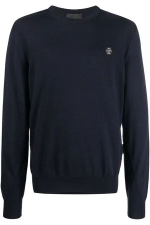 Philipp Plein Merinopullover mit Logo-Patch