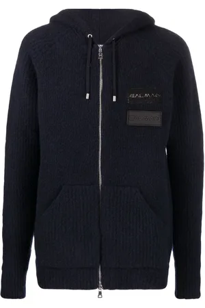 Balmain Kapuzenjacke mit Logo-Patches