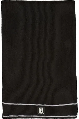 Balmain Gerippter Schal mit Logo-Patch
