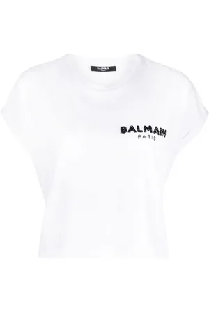 Balmain T-Shirt mit Pailletten-Logo