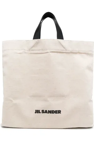 Jil Sander Shopper aus Leinen mit Logo-Print