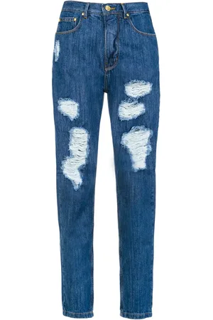 AMAPÔ Ausgefranste High-Waist-Jeans