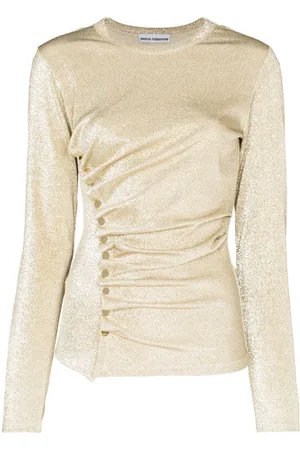Paco rabanne Asymmetrisches Langarmshirt im Metallic-Look
