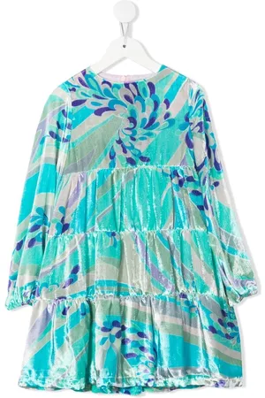 PUCCI Junior Samtkleid mit abstraktem Print