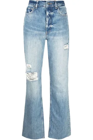 ANINE BING Gerade Olsen Distressed-Jeans