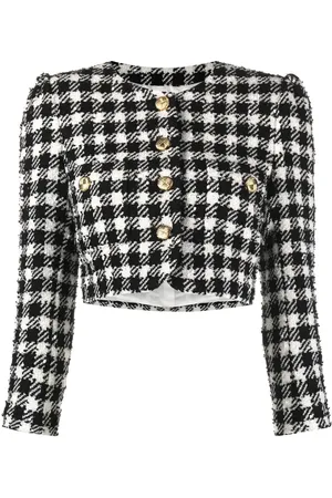 Alessandra Rich Vichy cropped tweed jacket