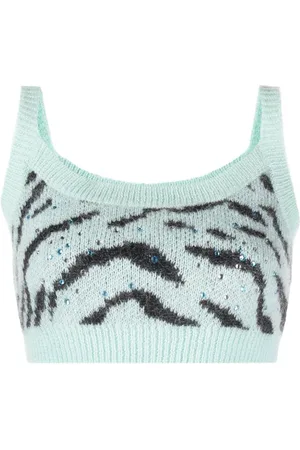 Alessandra Rich Cropped-Top mit Zebramuster