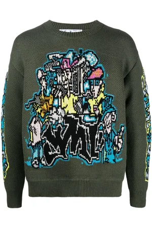 OFF-WHITE Gestrickter Intarsien-Pullover