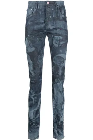 Purple Brand Skinny-Jeans mit Laser-Print