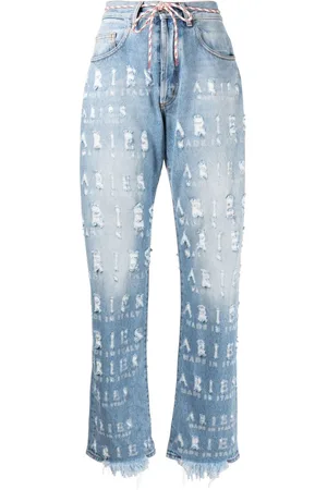 ARIES Distressed-Jeans mit Logo