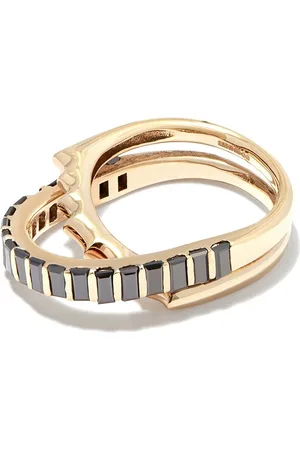 LUIS MORAIS Verbundene 14kt Elliptical Gelbgoldringe mit schwarzen Diamanten