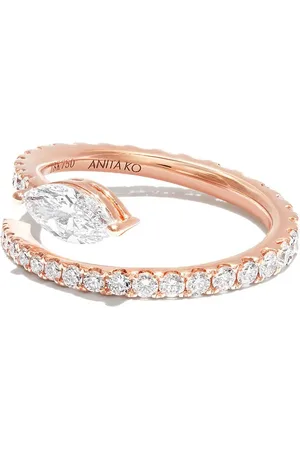 Anita 18kt Two Row Coil Rotgoldring mit Diamanten