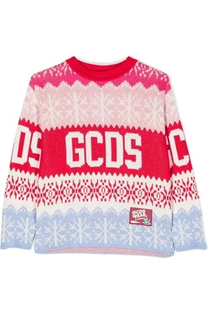 GCDS Intarsien-Pullover mit Logo