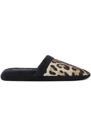 Dolce & Gabbana Slipper aus Frottee mit Leo-Print
