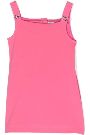 Dolce & Gabbana Ärmelloses Kleid mit Logo-Schild