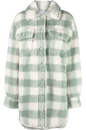 Stand Studio Karierter Mantel aus Faux Fur