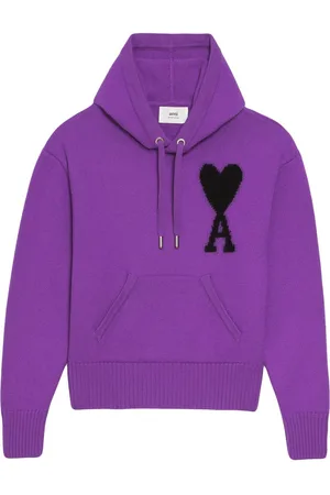Ami Gestrickter Hoodie mit Intarsien-Logo