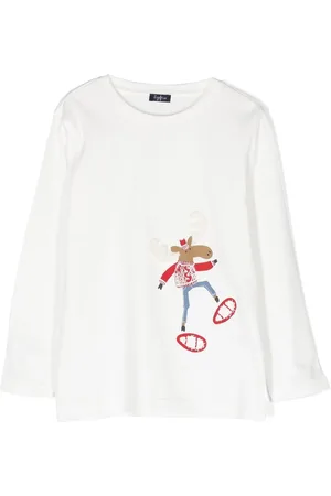 Il gufo Langarmshirt mit Stickerei