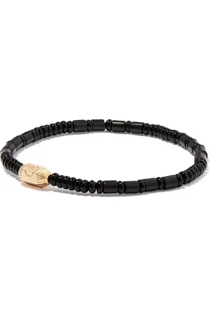 LUIS MORAIS Onyx-Perlenarmband mit 14kt Hamsa-Gelbgolddetail