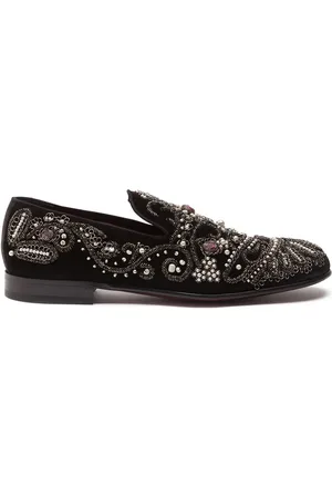 Dolce & Gabbana Bestickte Slipper in Samtoptik