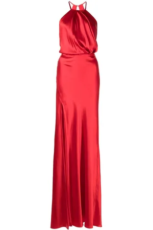 Michelle Mason Neckholder-Abendkleid mit Falten