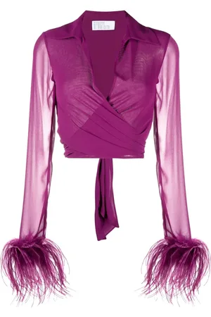 GIUSEPPE DI MORABITO Cropped-Bluse mit Federn