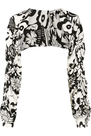 AMIR SLAMA Geblümte Bluse mit Cut-Outs
