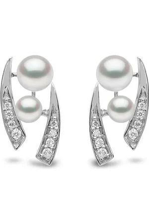 Yoko London 18kt Trend Weißgoldohrstecker mit Süßwasserperle und Diamanten