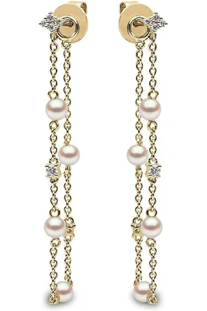 Yoko London 18kt Trend Gelbgold-Hängeohrringe mit Diamant und Perle