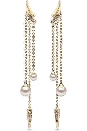 Yoko London 18kt Trend Gelbgold-Hängeohrringe mit Diamant und Perle