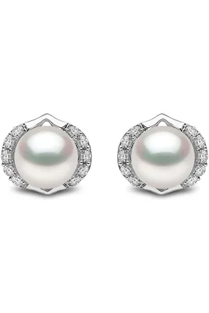 Yoko London 18kt Trend Weißgoldohrstecker mit Süßwasserperle und Diamanten