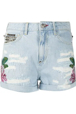 Philipp Plein Bestickte Jeans-Shorts