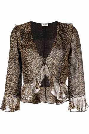Saint Laurent Bluse mit Leoparden-Print