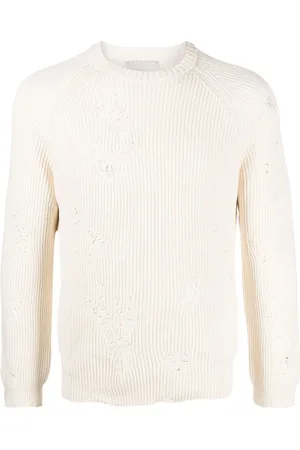 LANEUS Gerippter Pullover im Distressed-Look