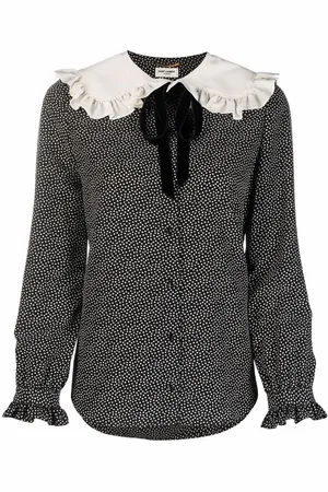 Saint Laurent Gepunktete Bluse mit Bubikragen