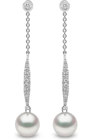 Yoko London 18kt Trend Weißgoldohrringe mit Süßwasserperle und Diamanten