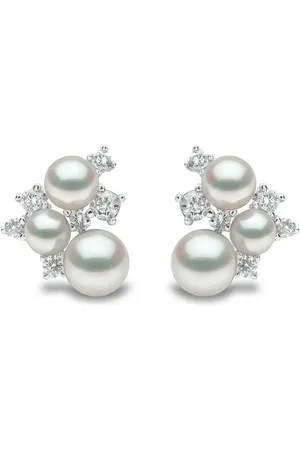 Yoko London 18kt Weißgoldohrringe mit Diamanten und Perlen