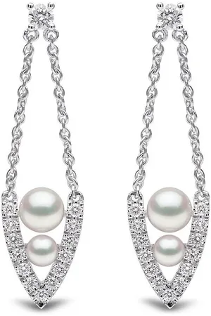 Yoko London 18kt Weißgoldohrringe mit Diamanten und Perlen