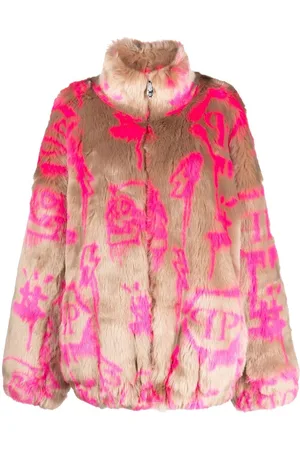 Philipp Plein Mantel aus Faux Fur mit Monogramm